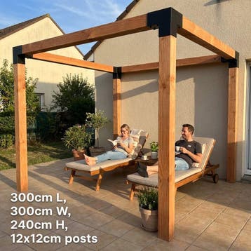 Douglas pergola 300x300 cm 12x12 cm staalverbindingen, Tuin en Terras, Verzenden, Nieuw