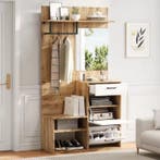 Halmeubel met Spiegel en Schoenkast – Garderobeset 190 cm, Verzenden, Nieuw