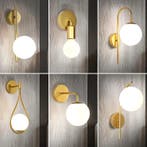 LED Glazen Bol Wandlamp Metaal Goud of Zwart, Verzenden, Nieuw