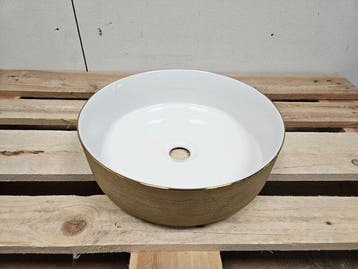 Waskom Sanitop Duo-Color Rond 36 x 12 cm Glans White Gold, Ophalen of Verzenden, Nieuw, Bad