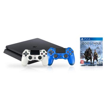 Sony Playstation 4 Slim 500GB Console + 2 Controllers + God, Spelcomputers en Games, Verzenden, Zo goed als nieuw