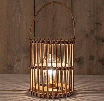 Solar lantern windlicht bamboe naturel annas collection met, Ophalen of Verzenden, Nieuw