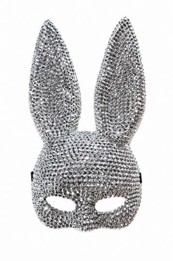 KIMU® Masker Konijn Strass Zilver Gemaskerd Bal Bunny Sexy D, Ophalen of Verzenden, Nieuw, Carnaval
