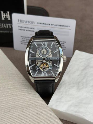 Heritor - Masterson Automatic Open Heart - Silver/Black -, Nieuw
