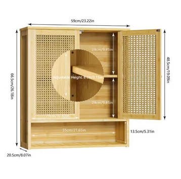 Bamboe Badkamer Wandkast – Hangend Wandrek met 2 Deuren, Huis en Inrichting, Kasten | Wandmeubels, Verzenden, Nieuw