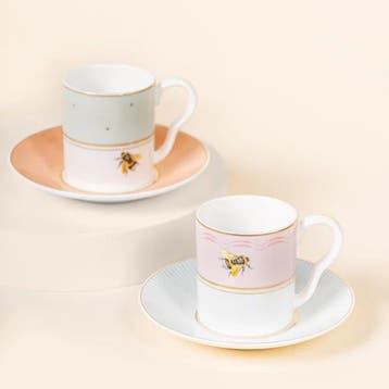 Yvonne Ellen Espresso Kop & Schotel Set/2 Porselein, Huis en Inrichting, Overige merken, Verzenden, Nieuw, Kop(pen) en/of Schotel(s)