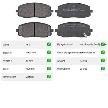 Remblokken Kia Picanto 1.1 Vooras - ABS Remblokken 37474, Verzenden, Nieuw, Kia