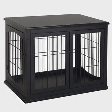 Hondenkooi Meubel met 3 Deuren - MDF - Max. 30 kg - Zwart, Verzenden, Nieuw