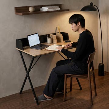 Bureau Kappespoo 84x80x50 cm Zwart/Eikenlook [en.casa], Huis en Inrichting, Bureaus, Verzenden, Nieuw