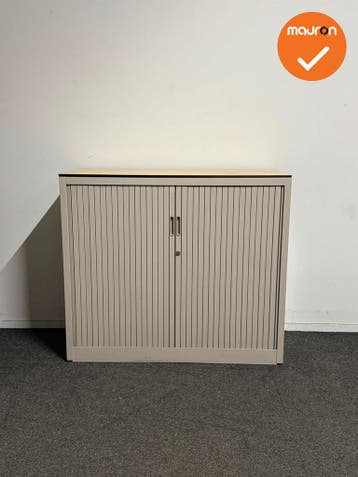 Aspa - Roldeurkast - 105x120x47 cm - Witgrijs - Ahorn topbla, Werkplek, Ophalen of Verzenden, Gebruikt, Kast