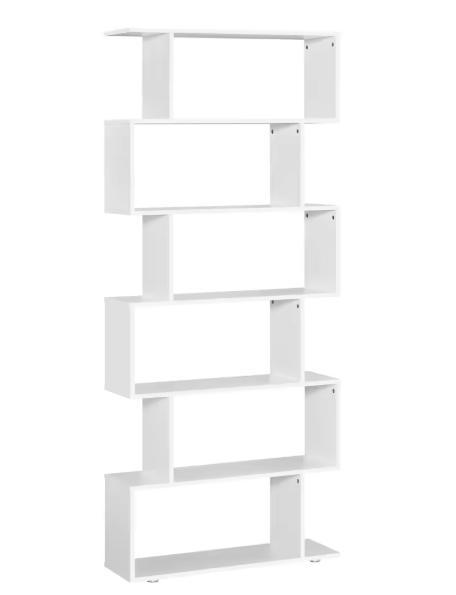 Witte Boekenkast S-Vorm – 6 Planken Open Kast 191 cm, Huis en Inrichting, Kasten | Boekenkasten, Nieuw, Verzenden