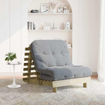 vidaXL Futon slaapbank met matras 90x206x11 cm geïmpregneerd, Verzenden, Nieuw, Bruin