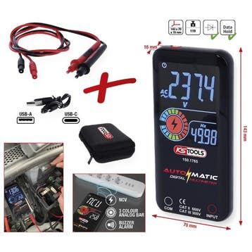 KS Tools Automatische Digitale Multimeter met Testpennen, Verzenden, Nieuw