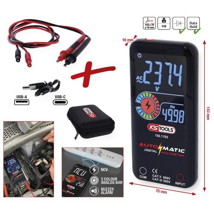 KS Tools Automatische Digitale Multimeter, Doe-het-zelf en Verbouw, Meetapparatuur, Nieuw, Verzenden