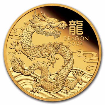 Gouden Lunar III - 1 oz 2024 Year of the Dragon, Verzenden, Losse munt, Goud
