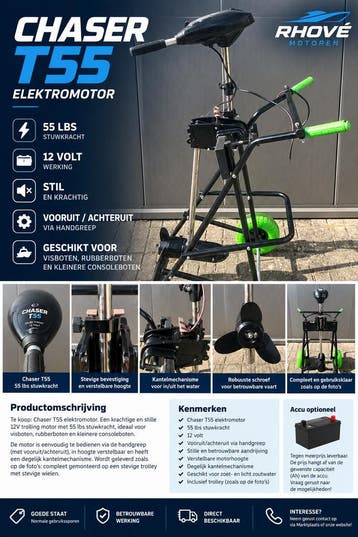 Chaser T55 Elektromotor 55 LBS – 12V Accu – Optioneel |, Ophalen, Gebruikt