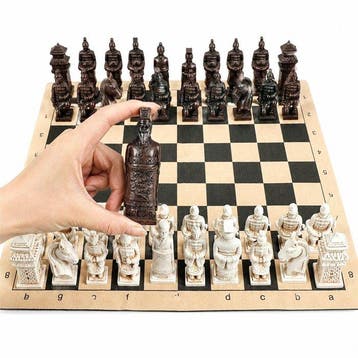 Large Terracotta Army Inspired Chess Set with Leather