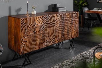 Handgemaakt dressoir FLUID 160 cm mangohout uitgebreid, Ophalen of Verzenden, Nieuw