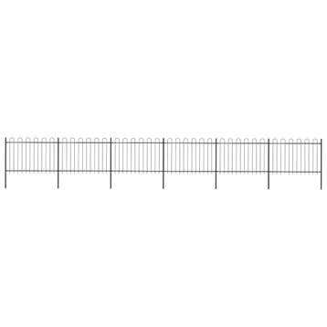 vidaXL Tuinhek met ringtop staal 1005x120 cm zwart, Verzenden, Nieuw, IJzer, 1 tot 2 meter