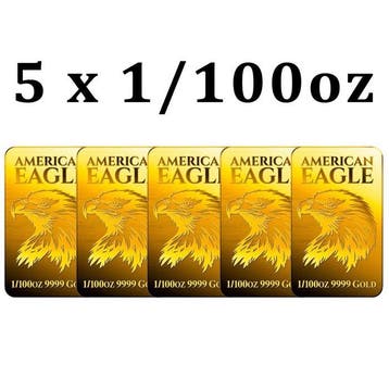 5 x 1/100 Troy Ounce - Goud .999 - 5 x 1/100 oz 9999 Fine