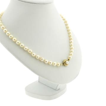Vintage parelcollier met gouden slot (Ketting), Gebruikt, Ophalen of Verzenden, Met edelsteen, Goud