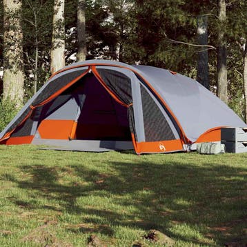 vidaXL Gezinstent 6-persoons waterdicht grijs, Caravans en Kamperen, Tenten, Verzenden, Nieuw, Tot en met 2