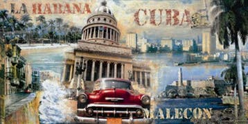 Kunstdruk John Clarke - La Habana Cuba 100x50cm, Verzenden, Nieuw