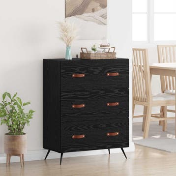 vidaXL Ladekast Zwarte Eik 69,5 x 34 x 90 cm Geconstrueerd, Kinderen en Baby's, Kinderkamer | Commodes en Kasten, Verzenden, Nieuw