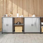 vidaXL Keukenopslag set met plank 3 pcs Zilver Roestvrij, Verzenden, Nieuw