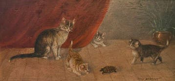 Louis Babelay (XIX-XX) - Cats and Turtle