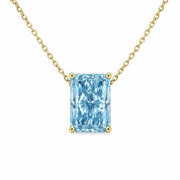 Halsketting - 14 karaat Geel goud - 4.09ct. tw. Blauw, Nieuw