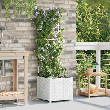vidaXL Tuin Bloempot Wit 40 x 40 x 142 cm PP, Verzenden, Nieuw, Minder dan 60 cm, 60 cm of meer