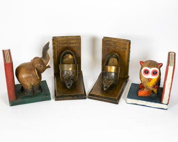 Presse-papier (4) - Bookend - Hout, 4 vintage houten