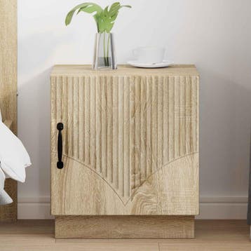 vidaXL Nachtkastje Sonoma Eiken 43 x 34,5 x 47 cm Bewerkt, Minder dan 45 cm, Verzenden, Nieuw, Minder dan 55 cm