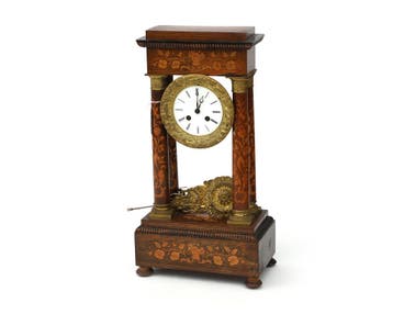 Een mahoniehouten kolompendule, Holland, 2e helft 19e eeuw, Antiek en Kunst