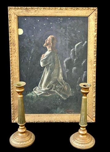 Religieus lot - Schilderij van Jezus Christus 42 x 57 cm -
