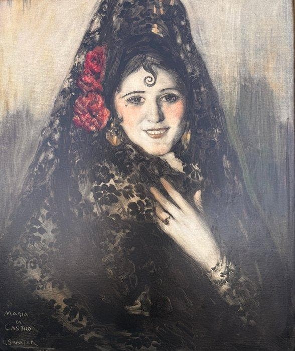 Daniel Sabater Salabert (1888–1951) - Retrato de dama, Antiek en Kunst, Kunst | Schilderijen | Klassiek