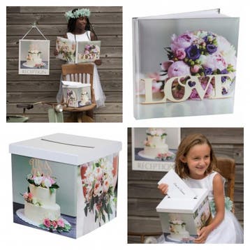 2-delige bruidsset met een enveloppendoos en een gastenboek, Hobby en Vrije tijd, Feestartikelen, Verzenden, Nieuw, Versiering