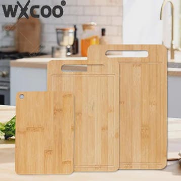 Set van 3 Bamboe Houten Snijplanken met Handvat en Sapgoot -, Huis en Inrichting, Verzenden, Nieuw