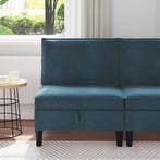 vidaXL Middelste Bank met Opbergruimte Blauw Fluweel, Verzenden, Nieuw, Stof, Minder dan 150 cm