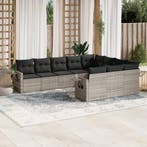 vidaXL 10-delige Loungeset met kussens poly rattan, Verzenden, Nieuw, Loungeset
