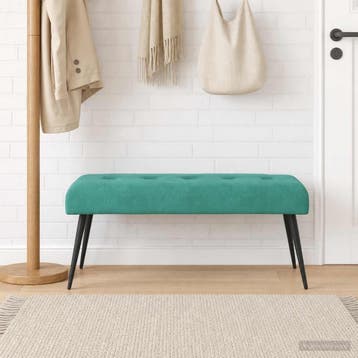 vidaXL Bank met knoopverstelling Turquoise 110 x 40 x 46 cm, Huis en Inrichting, Verzenden, Nieuw, Stof