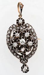 Hanger - 18 karaat Zilver, Geel goud - 1.10ct. tw. Diamant