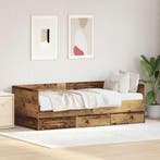 vidaXL Dagbed met hoofdeinde Oud Hout 90 x 190 cm Bewerkt, Verzenden, Nieuw, Bruin, Hout