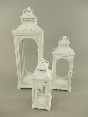 Lantaarn (3) - Gietijzer, Glas - Set van 3 lantaren, Antiek en Kunst