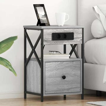 vidaXL Nachtkastje Grijs Sonoma 40 x 31 x 60 cm Bewerkt hout, Minder dan 45 cm, Verzenden, Nieuw, 55 tot 70 cm