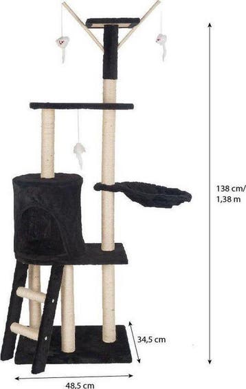Krabpaal Topmast Sara Zwart – Hoge Krabpaal met Meerdere.., Dieren en Toebehoren, Verzenden, Nieuw, Krabpaal
