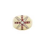 Gouden ring met robijn en diamant 14 kt, Ophalen of Verzenden, Nieuw