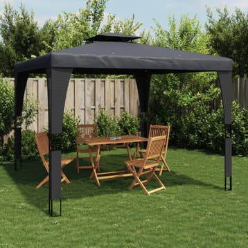 vidaXL Prieel met dubbel dak 2,98x2,98 m staal, Tuin en Terras, Verzenden, Nieuw