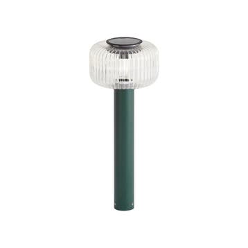 Modern buiten paaltje groen met ribbelglas incl. LED solar, Verzenden, Nieuw